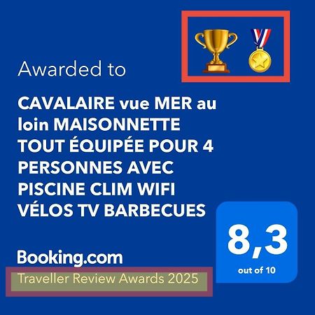 CAVALAIRE vue MER au loin MAISONNETTE TOUT ÉQUIPÉE POUR 4 PERSONNES AVEC PISCINE CLIM WIFI VÉLOS TV BARBECUES Extérieur photo